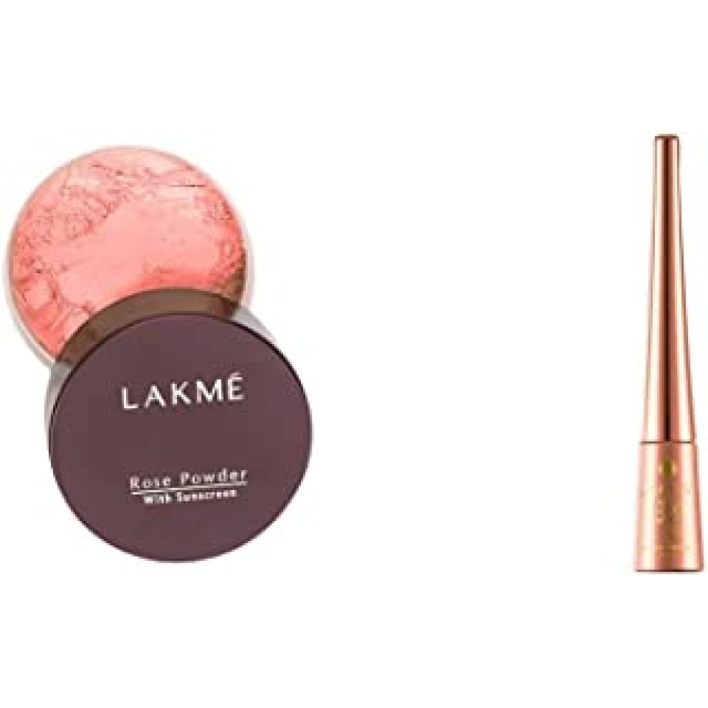 Lakme © Rose Face Powder, Warm Pink, 40g And Lakme © 9 to 5 Impact Eye Liner, Black, 3.5ml