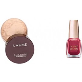 Lakme Rose Face Powder, Soft Pink, 40g & Lakmé True Wear Nail Color, Shade 506, 9 ml