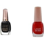 Lakme Insta Eye Liner, Black, 9ml & Lakmé True Wear Nail Color, Reds & Maroons 404, 9 ml