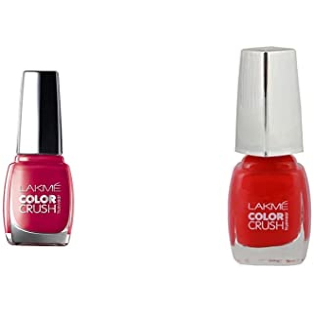 Lakme True Wear Color Crush Nail Color, Red 24, 9ml & Lakme True Wear Color Crush Nail Color, Reds 31, 9 ml