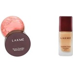 Lakmé Rose Face Powder, Warm Pink, 40g And Lakmé Invisible Finish SPF 8 Foundation, Shade 05, 25ml