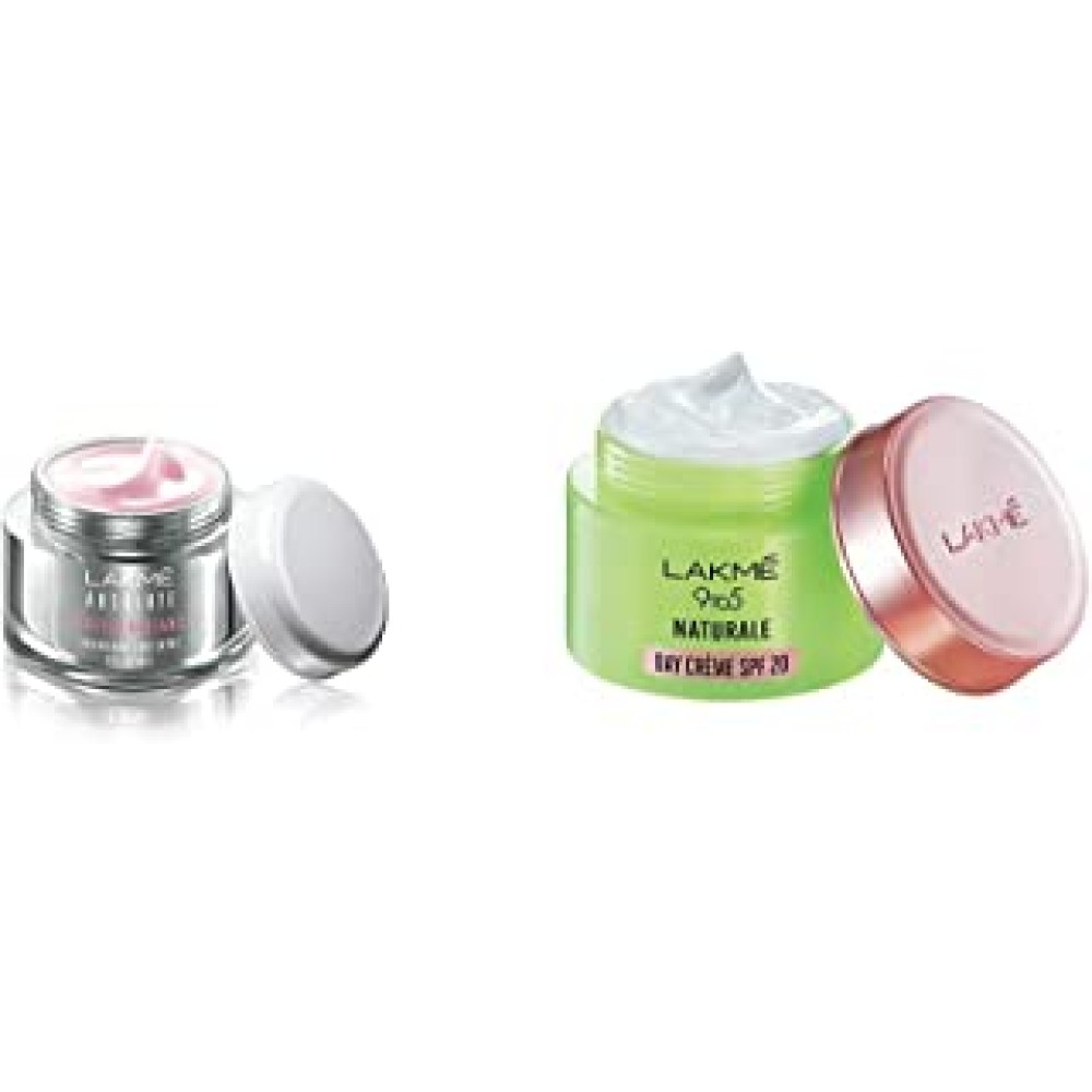 Lakme Absolute Perfect Radiance Brightening Light Crème with Niacinamide & Micro crystals, 50g & Lakme 9 to 5 Naturale Day Creme SPF 20, 50 g