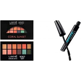 Lakme Absolute Infinity Eye Shadow Palette, Coral Sunset, 12 g and Eyeconic Lash Curling Mascara, Black, 9ml