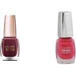 Lakme True Wear Nail Color, Reds & Maroons 401, 9 ml and Lakme True Wear Color Crush Nail Color, Pinks 18, 9ml