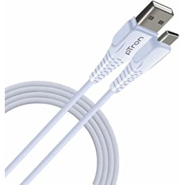 pTron Solero T241 2.4A Type-C Data & Charging USB Cable, Made in India, 480Mbps Data Sync, Durable 1-Meter Long USB Cable for Smartphone, Type-C USB Devices (White)