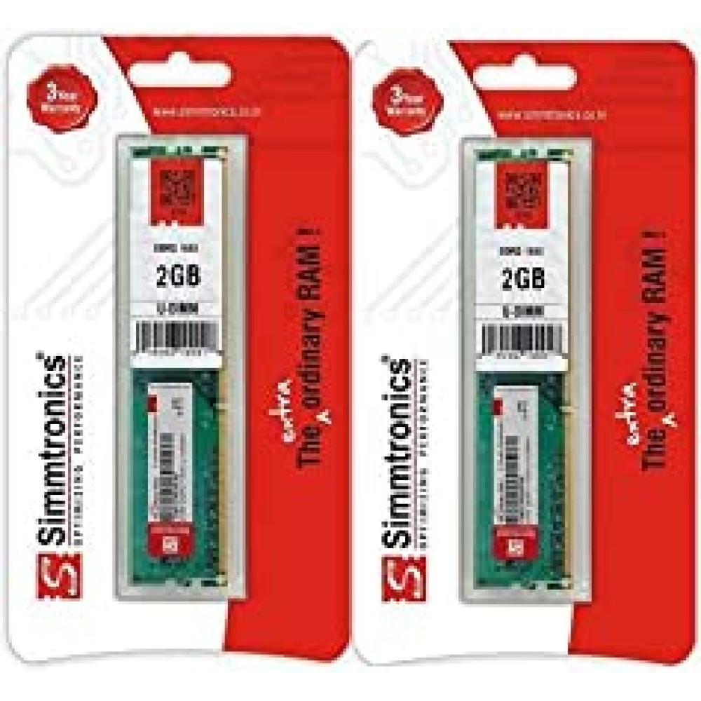 Simmtronics 2GB DDR3 Ram for Desktop 1600 Mhz 3 Years Warranty (Pack of 2)