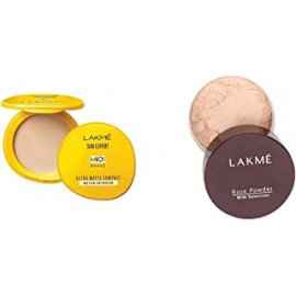 Lakmé Sun Expert Ultra Matte SPF 40 PA+++ Compact, 7g And Lakmé Rose Face Powder, Soft Pink, 40g