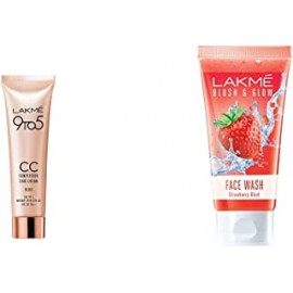 Lakme Complexion Care Face Cream, Beige, 9g & Lakme Blush & Glow Strawberry Freshness Gel Face Wash With Strawberry Extracts, 100 g