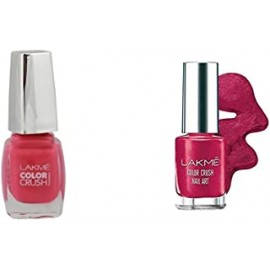 Lakme True Wear Color Crush Nail Color, Pinks 18, 9ml and Lakme Color Crush Nailart, M5 Burgundy, 6 ml