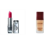 Lakmé Enrich Matte Lipstick, Shade PM15, 4.7g And Lakmé Invisible Finish SPF 8 Foundation, Shade 01, 25ml