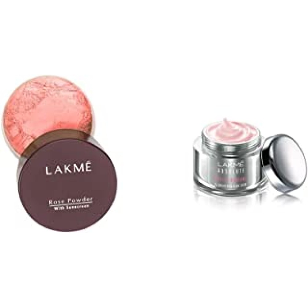 Lakme © Rose Face Powder, Warm Pink, 40g And Absolute Perfect Radiance Skin lightening/Brightening Night Creme, 50 g