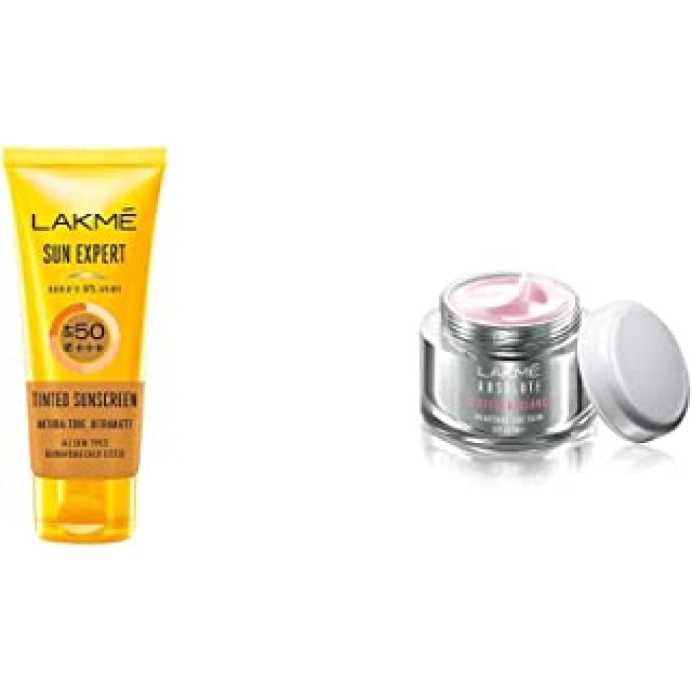 Lakme Sun Expert Tinted Sunscreen 50 SPF, 100 g & Lakme Absolute Perfect Radiance Brightening Light Crème with Niacinamide & Micro crystals, 50g