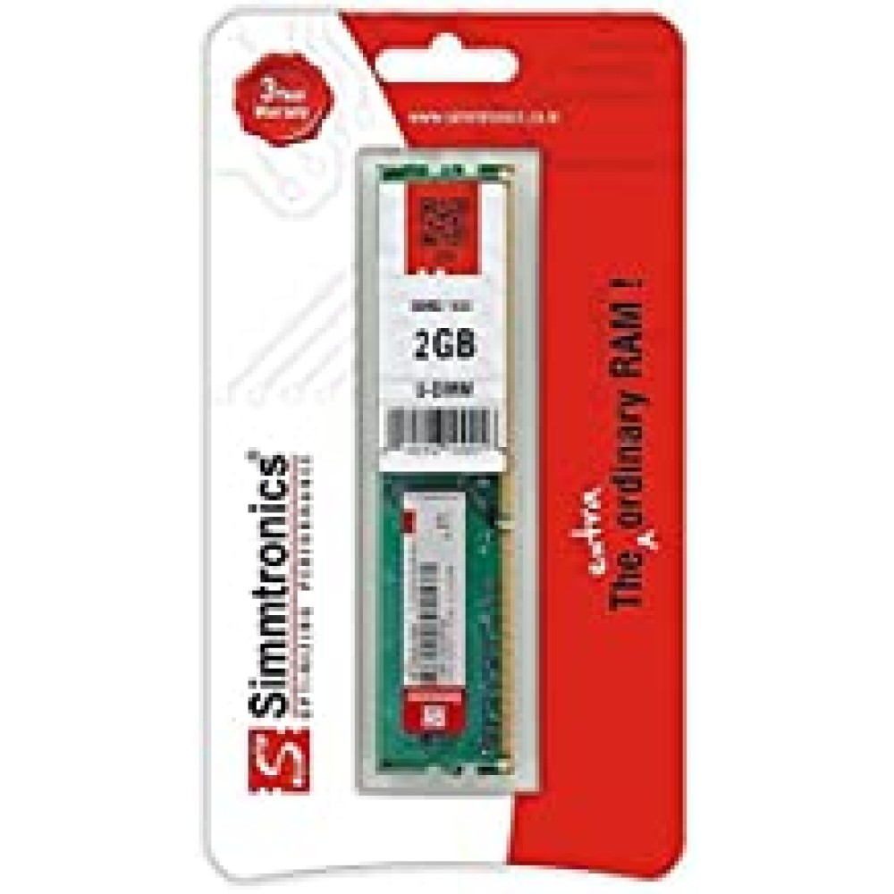 Simmtronics 2GB DDR3 Ram for Desktop (U-DIMM 1600 Mhz) with 3 Years Warranty