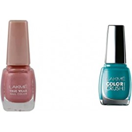 Lakmé True Wear Nail Color, Pinks N238, 9ml and Lakmé True Wear Color Crush Nail Color, Blue 27, 9ml