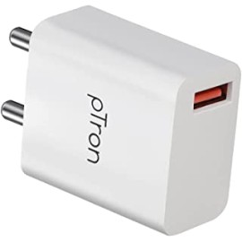 pTron Volta FC12 20W QC3.0 Smart USB Charger, Made in India, Auto-detect Technology, Multi-Layer Protection, Fast Charging Power Adaptor Without Cable for All Android & iOS Devices (White)