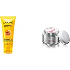 Lakme Sun Expert SPF 50 Gel, 100 g & Lakme Absolute Perfect Radiance Brightening Light Crème with Niacinamide & Micro crystals, 50g