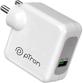 pTron Volta FC16 30W QC3.0 Smart USB Charger Compatible with VOOC/SuperVOOC/WRAP/Dart/Super-Dart/Flash Charge, Made in India Fast Charging Adapter for All iOS/Type-C Devices (Adapter Only) White