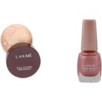 Lakme Rose Face Powder, Soft Pink, 40g & Lakmé True Wear Nail Color, Pinks N238, 9ml