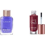 Lakmé Nail Color Remover, 27ml & Lakmé 9 to 5 Primer + Gloss Nail Colour, Red Alert, 6 ml