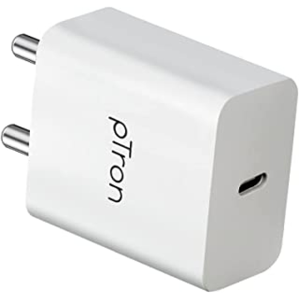 pTron Volta FC14 20W Fast PD/Type-C Charger Adapter with Fast Charging for iPhone 12/12 Pro/12 Mini/12 Pro Max/11/XS/XR/X/8/Plus, iPad Pro/Air/Mini, Galaxy 10/9/8 (Charger Only) White