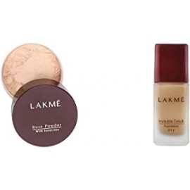 Lakmé Rose Face Powder, Soft Pink, 40g And Lakmé Invisible Finish SPF 8 Foundation, Shade 02, 25ml