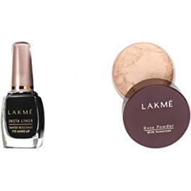 Lakme Insta Eye Liner, Black, 9ml and Lakme Rose Face Powder, Soft Pink, 40g