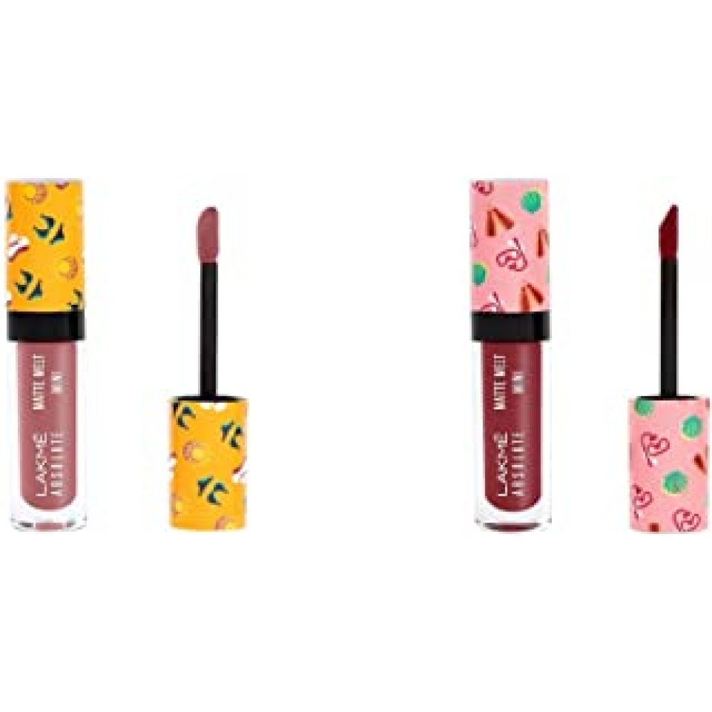 LAKMÉ Liquid Lipstick Nude Umbrella (Matte) & LAKMÉ Liquid Lipstick Indie Maroon (Matte)