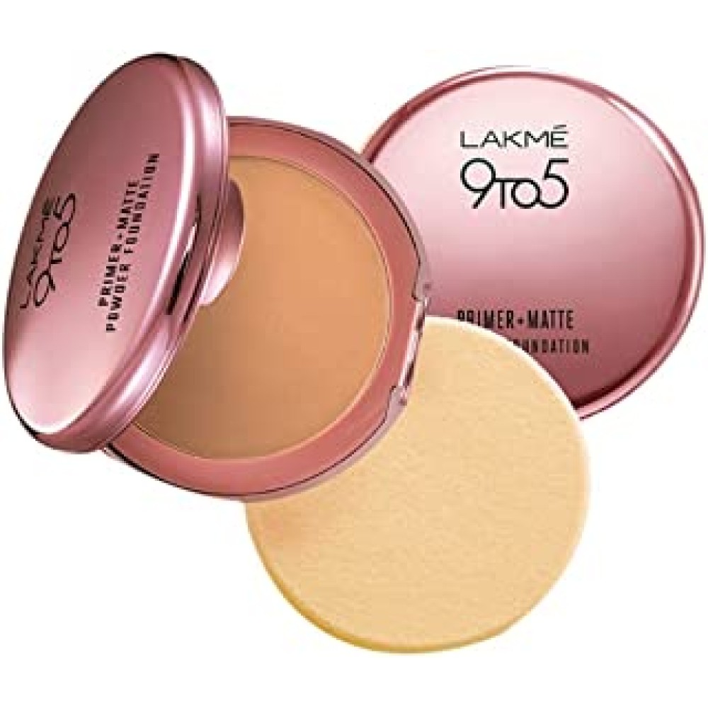 Lakme 9 to 5 Primer with Matte Powder Foundation Compact, Natural Light, 9g