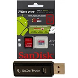 32GB SanDisk MicroSD HC MicroSDHC Class 10 Memory Card 32G (32 Gigabyte) for Sony Xperia Z1 Z2 Z2a T2 T3 Ultra C3 E1 M2 Aqua Tablet with SoCal Trade, Inc. MicroSD & SD USB Memory Card Reader