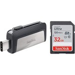 SanDisk Ultra 64 GB USB Pen Drives (SDDDC2-064G-I35, Black, Silver) & Ultra SDHC UHS-I Card 32GB 120MB/s R for DSLR Cameras, for Full HD Recording, 10Y Warranty
