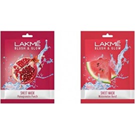 Lakmé Blush & Glow Pomegranate Sheet Mask, 20 ml & Lakmé Blush & Glow Watermelon Sheet Mask, 20 ml
