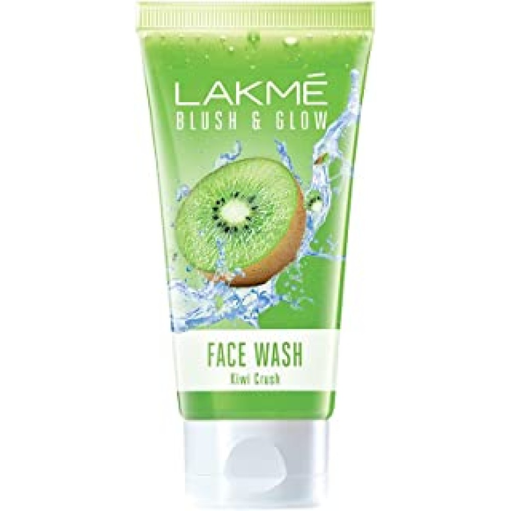 LAKMÉ Blush & Glow Kiwi Refreshing Gel Face Wash, 100g with 100% Natural Fruit for Glowing Skin Daily Gentle Exfoliating Facial Cleanser