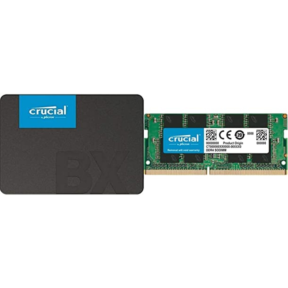 Crucial BX500 480GB 3D NAND SATA 6.35 cm (2.5-inch) SSD (CT480BX500SSD1) & RAM 8GB DDR4 3200MHz CL22 (or 2933MHz or 2666MHz) Laptop Memory CT8G4SFRA32A