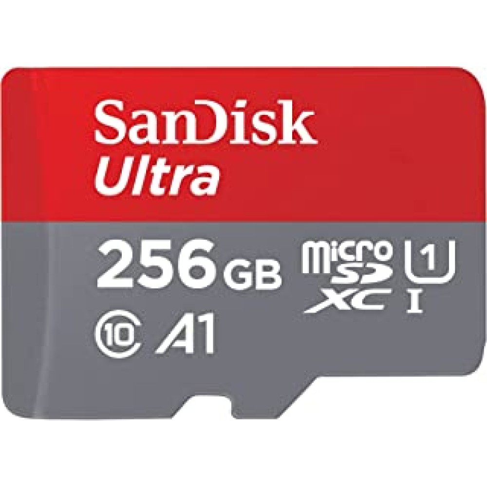 SanDisk 256GB Ultra microSDXC UHS-I Memory Card with Adapter - Up to 150MB/s, C10, U1, Full HD, A1, MicroSD Card - SDSQUAC-256G-GN6MA