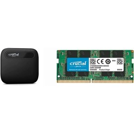 Crucial X6 500GB Portable SSD Up to 540MB/s USB 3.2 External Solid State Drive, USB-C - CT500X6SSD9, Black, 39 Grams & RAM 8GB DDR4 3200MHz CL22 (or 2933MHz or 2666MHz) Laptop Memory CT8G4SFRA32A