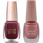 Lakme True Wear Nail Polish, Reds and Maroons 401, Long Lasting Gel Nail Paint for Women - Glossy Finish, Chip Resistant Nails, 9 ml & Lakmé True Wear Nail Color, Pinks N238, 9ml