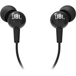 JBL C100SI Wired In Ear Headphones with Mic, JBL Pure Bass Sound, One Button Multi-function Remote, Angled Buds for Comfort fit (Black)