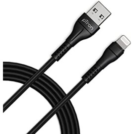 pTron Solero i241 2.4A Lighting to USB Fast Charging Data & Sync USB Cable Compatible for iPhone/iPad, Made in India Durable & Tangle-Free & 1 Meter/3Ft Length (Black)