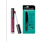 Lakme Set of Lip Gloss Plumshine 3 ml& Eyeconic Curling Mascara - Black 9 ml