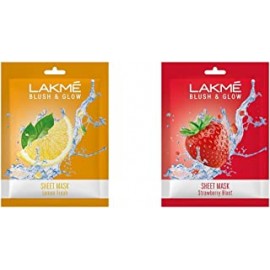Lakmé Blush & Glow Lemon Sheet Mask, 20 ml & Lakmé Blush & Glow Strawberry Sheet Mask, 20 ml