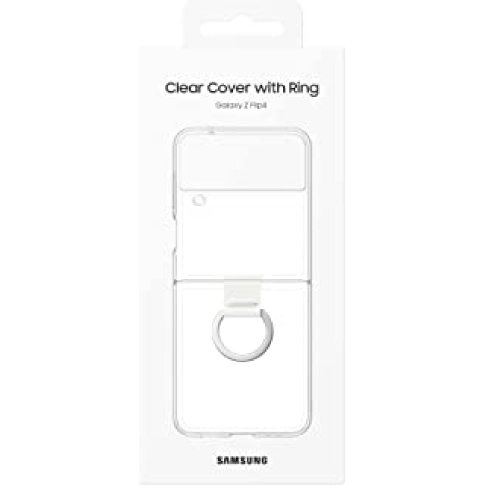 SAMSUNG Galaxy Z Flip4 Clear Cover with Ring, Protective Phone Case with Finger Loop, Handheld Design, US Version, Transparent