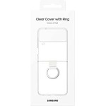 SAMSUNG Galaxy Z Flip4 Clear Cover with Ring, Protective Phone Case with Finger Loop, Handheld Design, US Version, Transparent