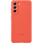 Samsung Galaxy S21 FE 5G Silicon Cover, Protective Phone Case, Smartphone Protector, Hook to Attach Strap, Soft Grip, Matte Finish, US Version, Coral