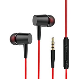 PTron Alpha HBE (High Bass Earphones) Stereo in-Ear Wired Headphones with Mic - (Black and Red)