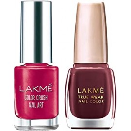 Lakme True Wear Nail Color, Reds & Maroons 401, 9 ml and Lakme Color Crush Nailart, M5 Burgundy, 6 ml