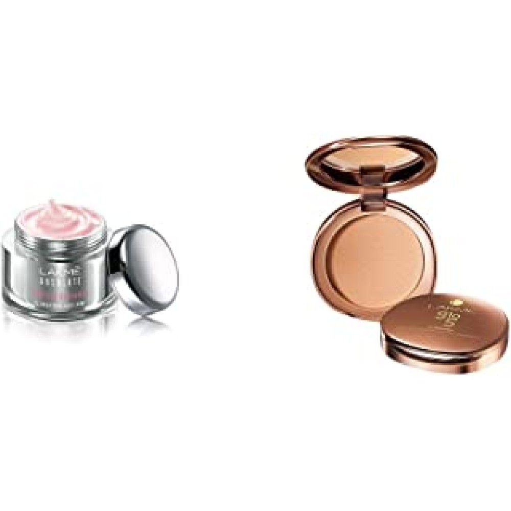 Lakmé Absolute Perfect Radiance Cream Skin lightening/Brightening Night Crème, 50g and 9 to 5 Flawless Matte Complexion Compact, Melon, 8g
