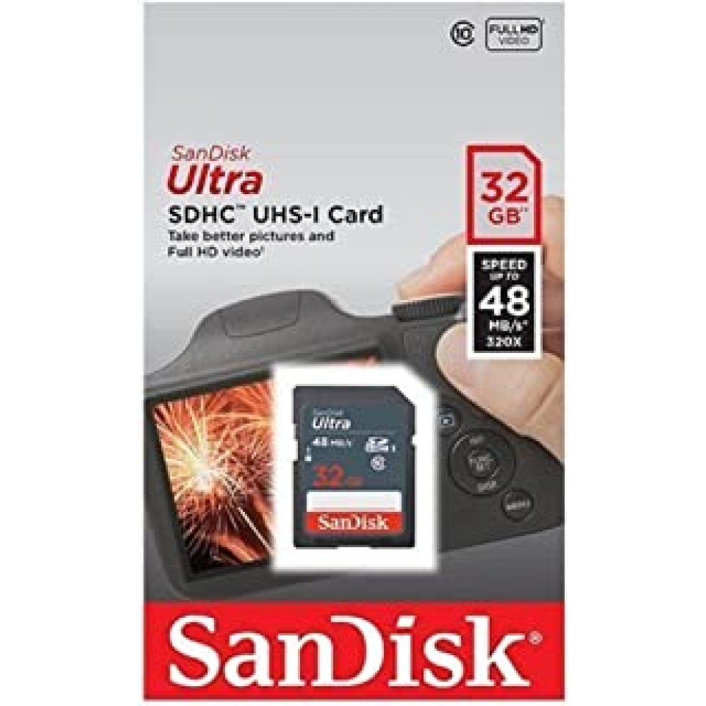 SanDisk Ultra 32GB Class 10 SDHC UHS-1 Memory Card up to 48MB/s - SDSDUNB-032G