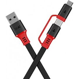 boAt Deuce Usb 500 Stress Resistant, Tangle-Free, Sturdy 2-In-1 Micro Usb For Personal Computer (Rebellious Black, 1.5M Length)