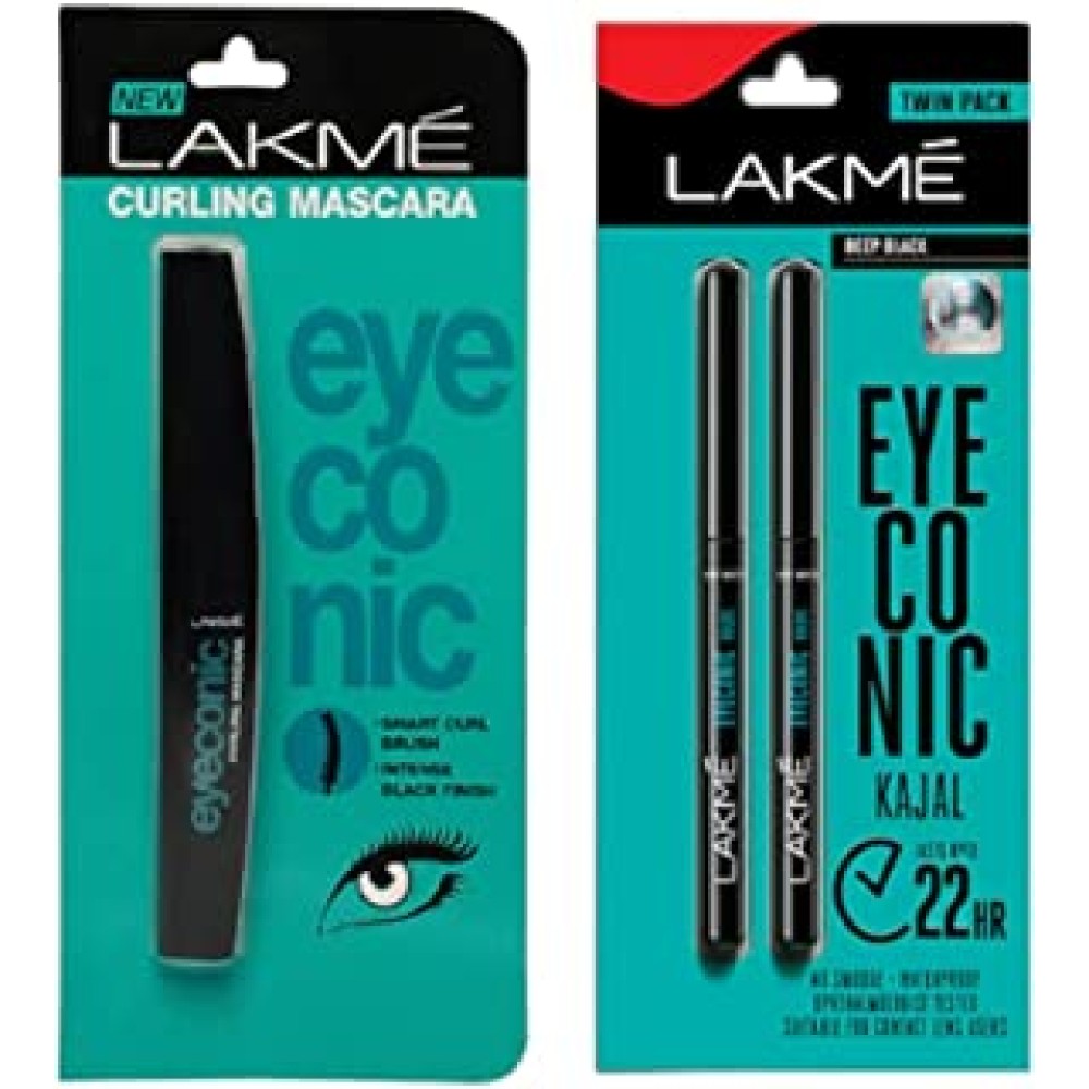 Lakme Set Of Eyeconic Curling Mascara & 2 Eyeconic Kajal