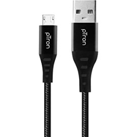 pTron Solero MB301 3A Micro USB Data & Charging Cable, Made in India, 480Mbps Data Sync, Strong & Durable 1.5-Meter Nylon Braided USB Cable for Micro USB Devices - (Black)